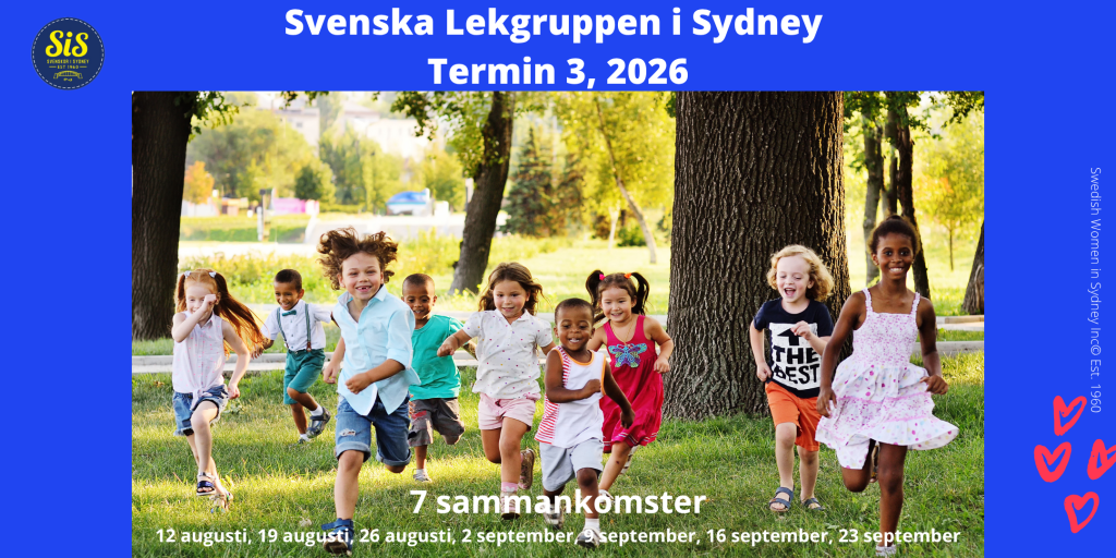 Svenskor i Sydney (SiS) har länge haft en mycket aktiv Lekgrupp – Svenska Lekgruppen i Sydney – där föräldrar och barn träffas regelbundet. 

En ung flicka, ett barn runt 3 år, med ansiktsfärg och vattenfärg på armarna tittar upp och ler. Hon har mörkt hår som är lite lockigt.

En aktiv och levande lekgrupp är en viktig del av SiS arbete.  En av våra målsättningar är att bibehålla och sprida  den svenska kulturen och det svenska språket. Vi vill erbjuda ett forum och en mötesplats för svenska kvinnor – även pappor och andra vårdnadshavare – att mötas med sina barn. Och det har vi gjort sedan mitten av 90-talet och så också nu. Välkommen till Svenska Lekgruppen i Sydney!